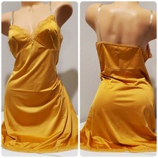 Vanity Fair Slip Dress Lingerie Silky Nylon Lace Trim Melon ORANGE L38 22" 10103