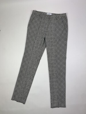 Versace Collection Damen Karierte Baumwolle Wolle Anzughose Hose Gr.38 Weiß