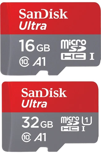 MicroSD SDHC Karte SanDisk Ultra A1 Class 10 inklusive SD Adapter - 16GB 32GB
