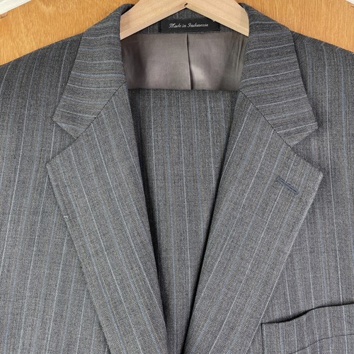 Lauren Ralph Lauren Suit Mens 46S Gray Pinstripe 100% Wool 2 Button Pants 40x28