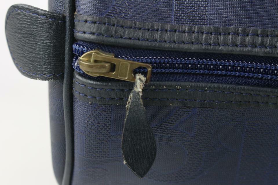 ディオール　ボストントン　ブルー系 Christian Dior Navy Blue Monogram Trotter Boston Bag 863172