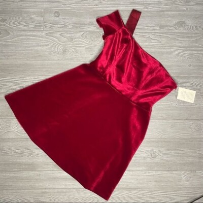 Nwt Boston proper red velvet one shoulder short fit and flare dress formal date