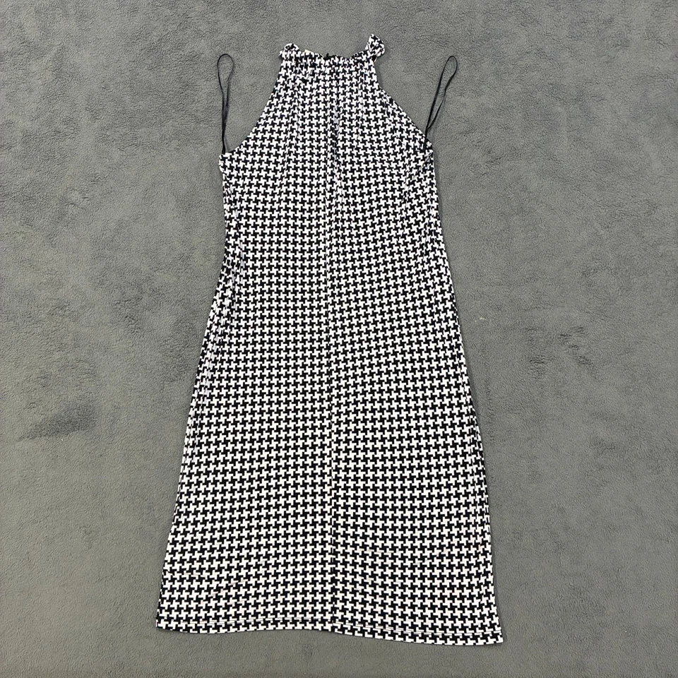 Vestido midi informal largo sin mangas con ribete de cuello dorado Michael Kors para mujer talla XS Foto 2 de 4