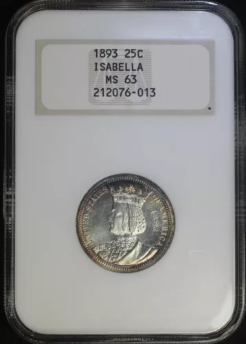 1893 25C Isabella Silver Commemorative Quarter NGC MS63 Choice BU Looks PL