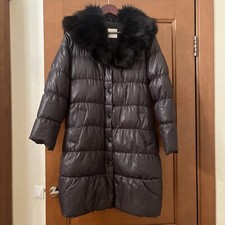 Moschino Black Puffer Duck Down Jacket Size 8-10 With Real Fur Light Warm