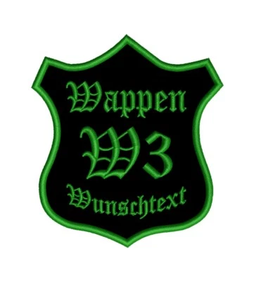 SMART-OUTDOOR Aufnäher Wappenform W3 verschiedene Größen eigener Text Name Wunsch Biker Metal