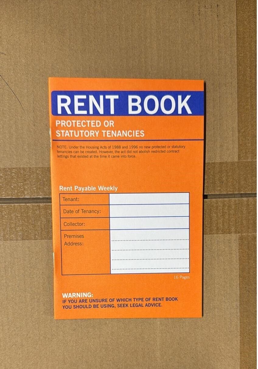 Rent Book 16 Page Protected Or Statutory Tenancies Book (Orange cover ...
