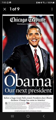 Chicago Tribune Front Page Print- 11/05/08 Obama Our Next President