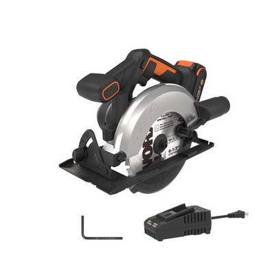 Cordless Circular Saw 20V 6-1/2 Blade 4700 RPM Battery Charger WORX Lightweight