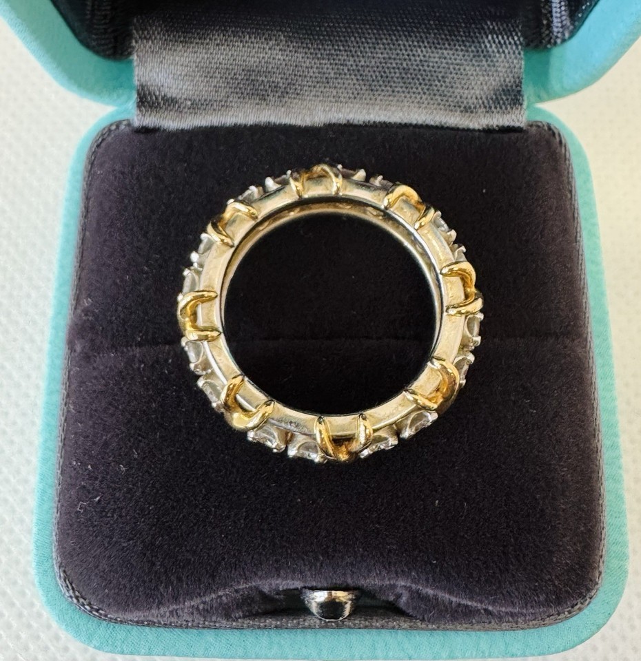 Tiffany & Co Schlumberger 16 Stone Diamond Ring Platinum & 18k Gold ...