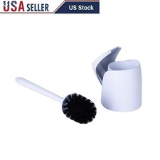 Self Closing Toilet Brush Set W/ Canister Drip Tray Durable Easy Clean Tool New