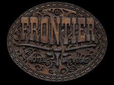IC07137 VINTAGE 1970s  FRONTIER HOTEL LAS VEGAS  BRASSTONE BUCKLE