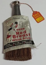 Vtg OXCO Red Breast Whisk Broom, 8" in original packaging NOS (packaging torn)