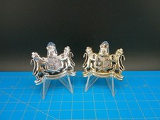 Vintage Jaguar Hood Ornament Emblem Badge Pair Silver Gold Car Crest Logo OEM