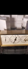 Bulova 82360 Brass Desk Clock Quartz Thermometer Barometer Rectangle
