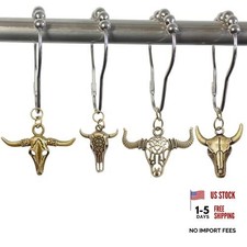 Highland Cow Shower Curtain Hooks - Farmhouse Western Bathroom Decor - 12PCS