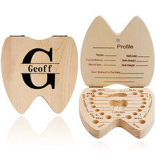 Customized Name Wooden Deciduous Tooth Box Organizer with Bottle Tweezer Milk Te