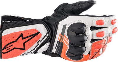ALPINESTARS - SP-8 V3 Gloves Black/White/Fluo Red Medium | 3558321-1231-M