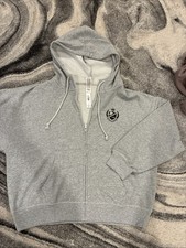 New Victoria  s Secret PINK Hoodie L Logo Gray Fleece Varsity Full Zip NWT