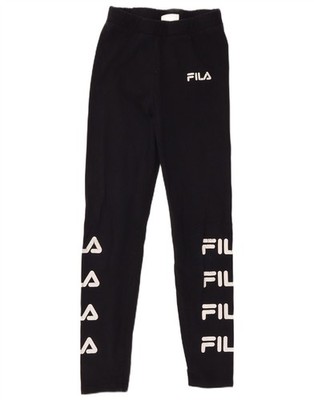 FILA Damen Grafik Leggings UK 10 Small schwarz Baumwolle PR01