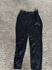 Vintage Prada Black Silk Straight Leg High Waited Pants. Women Size 44