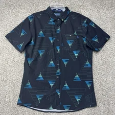 William Murray Shirt Men's Large Performance Stretch Graphic Button Up Geometric