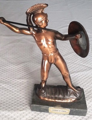 Metall Skulptur Leonidas von Sparta altgriechischer Krieger 24 cm hoch Marmorsockel