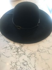 Women s Scala Black Wool Felt Floppy Wide Brim Hat One Size Fits All EUC
