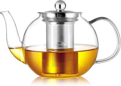CNGLASS 600ml/20,3oz Glas Teekanne mit abnehmbarem Teeei, klar 600ML/20,3OZ 