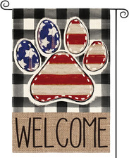 American Flag Paw Print Patriotic 4Th of July Garden Flag 12X18 Inch Double Side