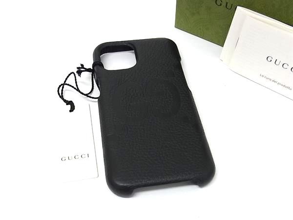 GUCCI 760218 Jumbo GG Leather iPhone15 Case Black BR2748 | eBay