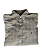 RALPH LAUREN Yarmouth Dress Shirt 16 32/33 Brown Glenn Plaid Long Sleeve Cotton