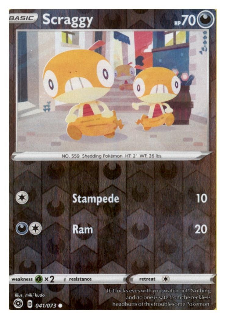 Scraggy 041/073 Common Champion's Path Pokemon Reverse Holo Near Mint
