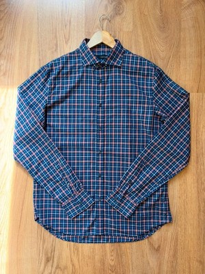 Dsquared2 Men's Check Shirt Size 54 L Blue Plaid Cut Away Collar Cotton Italy