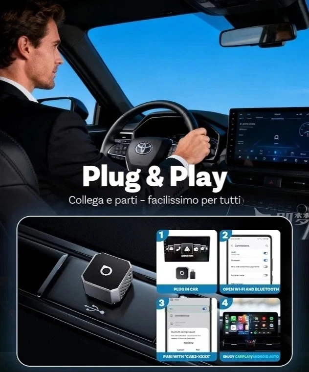 OTTOCAST 2026 Upgrade Mini Cube, 2 in 1 Adattatore Wireless CarPlay & Android... - Immagine 4 di 4