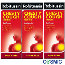 3 X Robitussin Chesty Cough Sugar Free Medicine 100ml