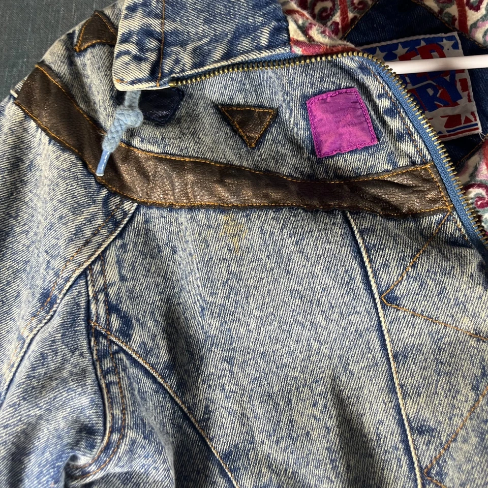 Chaqueta vaquera para niño Faded Glory talla S azul vintage lavado ácido cremallera completa algodón Foto 4 de 4