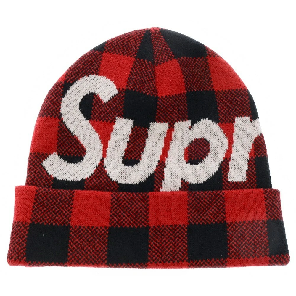 Bonnet tricot Supreme 20Aw grand logo couleur rouge AC894