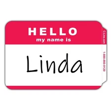 C-Line Hello Name Badge Self Stick 100/Pk Red 3-1/2"X2-1/4" School Office