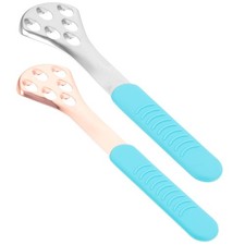 Limpiadores de lengua portátiles de acero inoxidable 2 piezas limpiadores de lengua