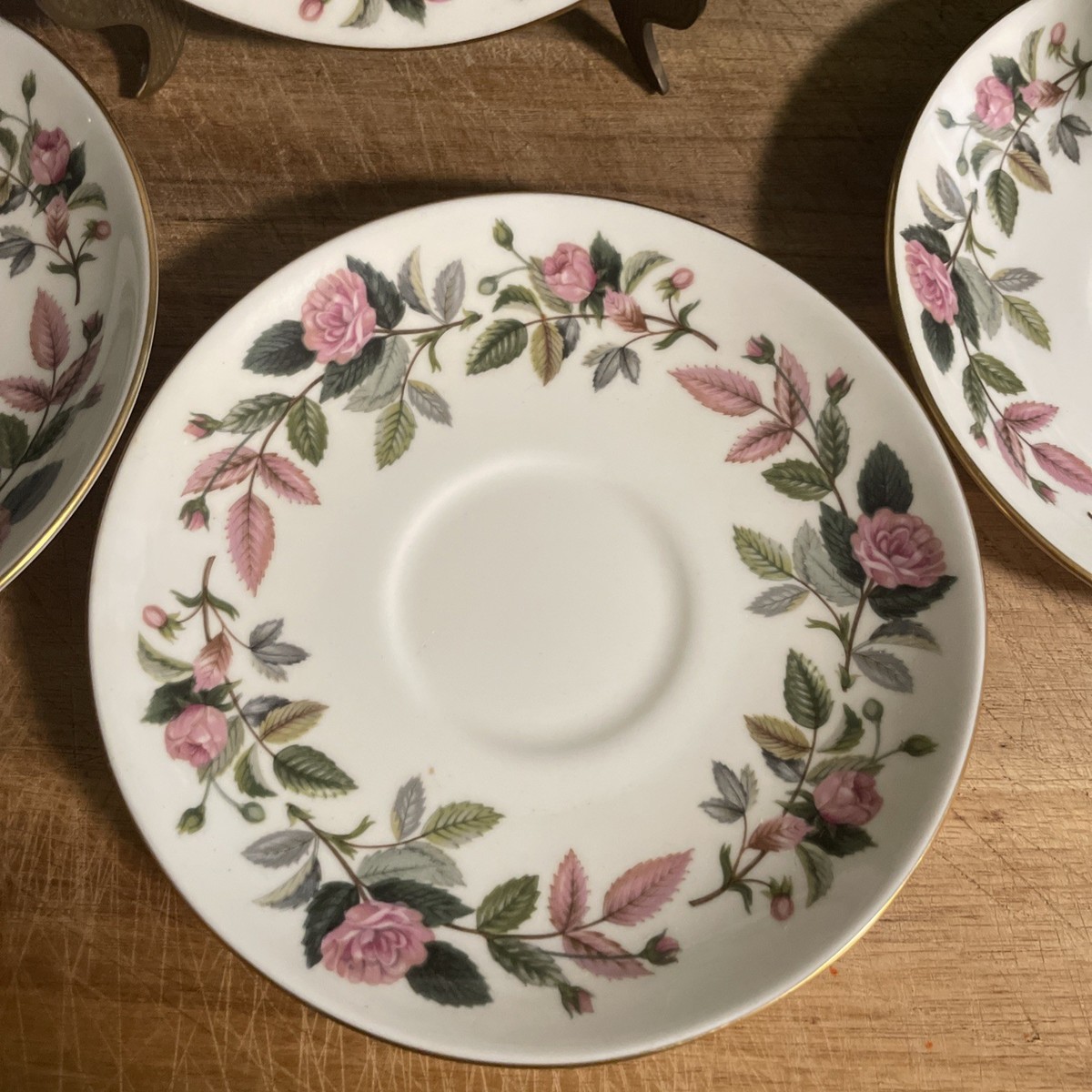 Vintage Wedgewood Hathaway Rose Mixed Set of 3 Saucers & 1 Bread