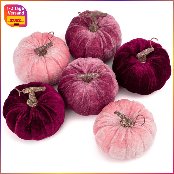 KüNstliche Samt-KüRbisse 10Cm 6Er-Set Herbstdeko Tischdekoration-image