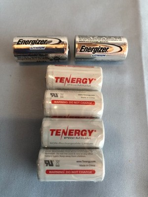 LOT 4 Tenergy CR123A Non-Rechargeable Lithium Battery & 2 Energizer Lithium #MS