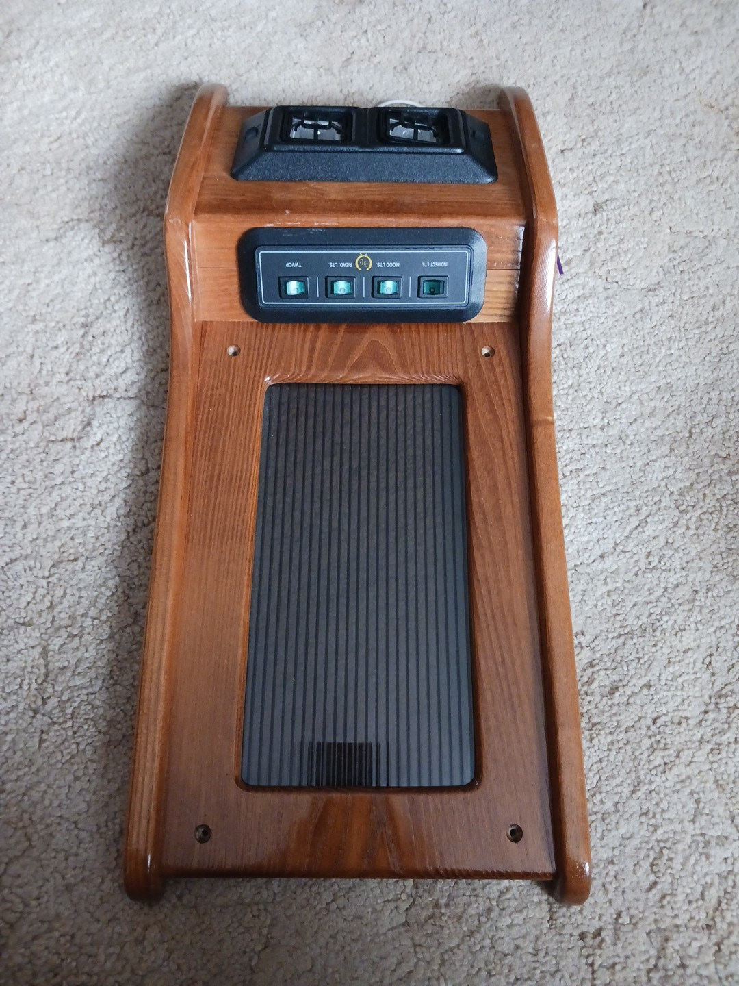 Custom Conversion Van Wooden Overhead Console W/ Lights And Switches