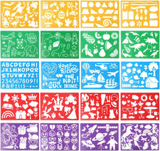 Kids Drawing Stencils Set, 20 Pcs Plastic Stencil Kit 300 Patterns Drawing Temp