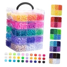 6000Pcs Pony Beads, 30 Colors 6x9MM Kandi Beads Bulk for Crafts Bracelet