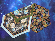 Handmade Quilted Table Runner Flowers blue brown hydrangeas butterflies floral