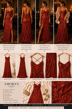 Windsor Cinnamon Sequin Maxi Dress Cowl Neck Open Back Slit Zip Size M
