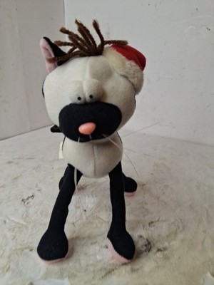 Vintage 1996 Toy Concepts Kitty Cat Black White Posable Plush (Rare) W/ Xmas Hat