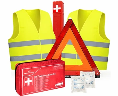 WALSER Verbandskasten Erste Hilfe Warndreieck Verbandtasche Warnweste + 2x FFP2